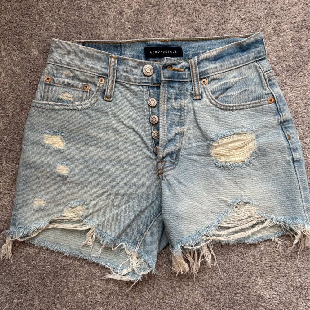 Aeropostale Light Blue Distressed Jean Shorts